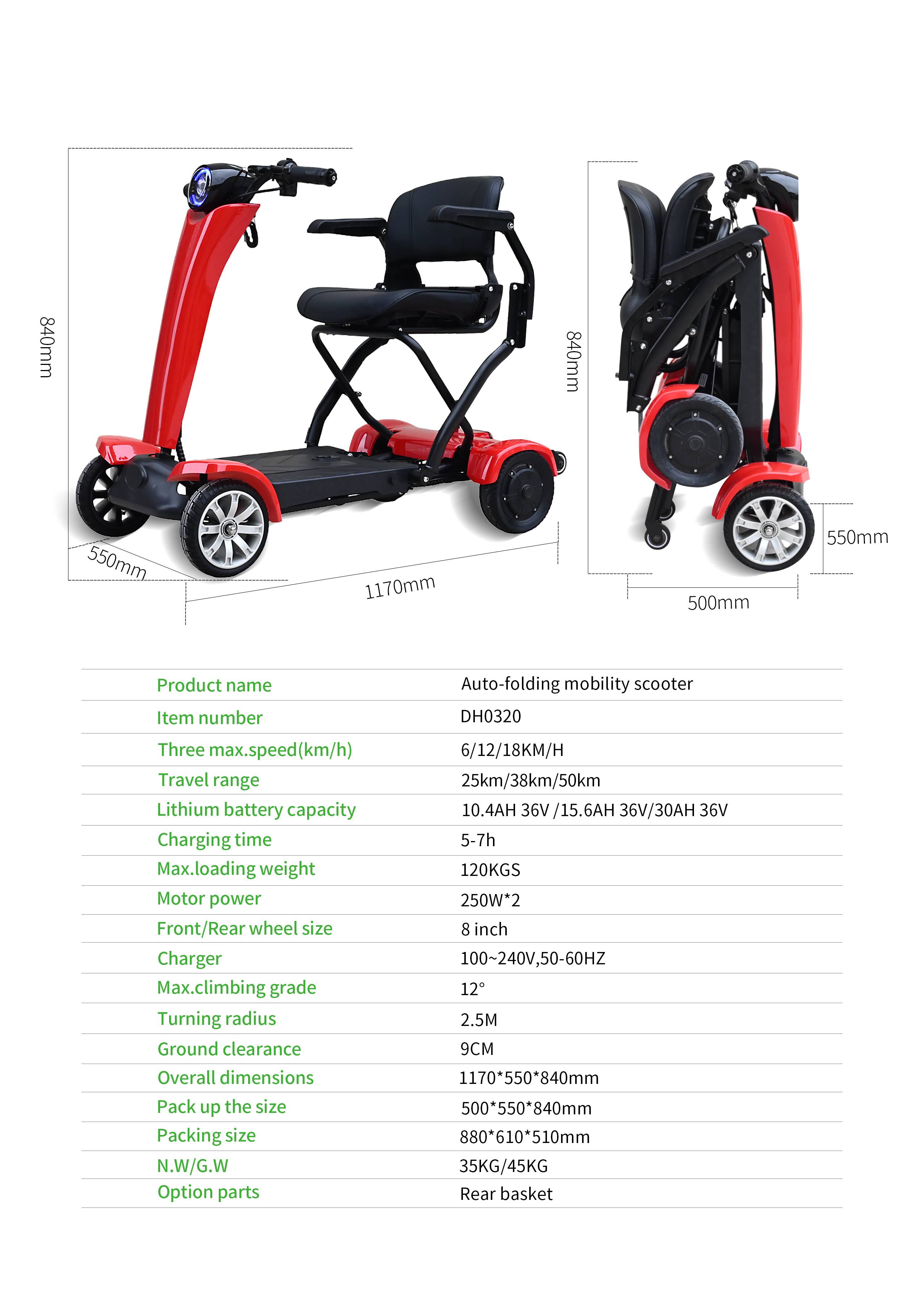 DDCLM DH0320 Li-Io 18kmh/2x250W/20Ah/120kg/50km RT Seniorenmobil