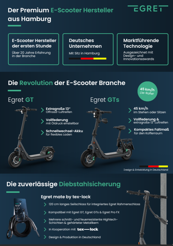 Egret GTS Li-Io 45kmh/1000W/20Ah/150kg/100km GR E-Roller