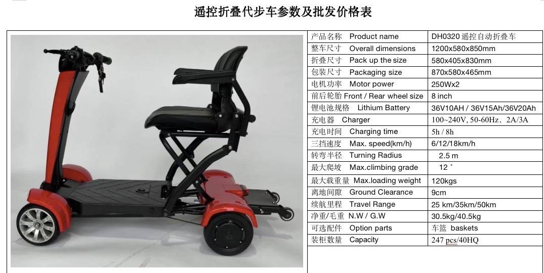 DDCLM DH0320 Li-Io 18kmh/2x250W/20Ah/120kg/50km RT Seniorenmobil